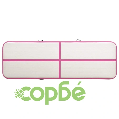 Надуваем дюшек за гимнастика с помпа, 400x100x15 см, PVC, розов ➤ топ цена ➤ sorbe.bg