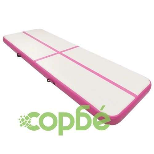 Надуваем дюшек за гимнастика с помпа, 400x100x20 см, PVC, розов ➤ топ цена ➤ sorbe.bg