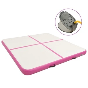 Надуваем дюшек за гимнастика с помпа, 200x200x10 см, PVC, розов