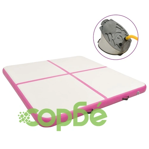 Надуваем дюшек за гимнастика с помпа, 200x200x10 см, PVC, розов ➤ топ цена ➤ sorbe.bg