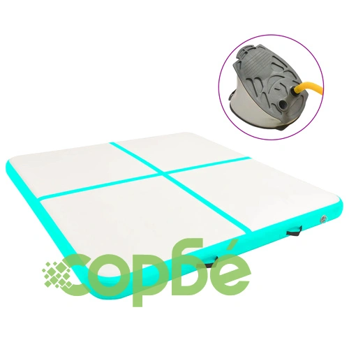 Надуваем дюшек за гимнастика с помпа, 200x200x10 см, PVC, зелен ➤ топ цена ➤ sorbe.bg