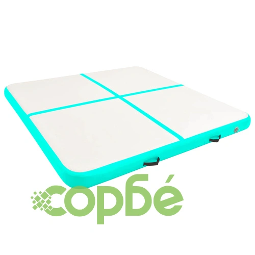 Надуваем дюшек за гимнастика с помпа, 200x200x10 см, PVC, зелен ➤ топ цена ➤ sorbe.bg