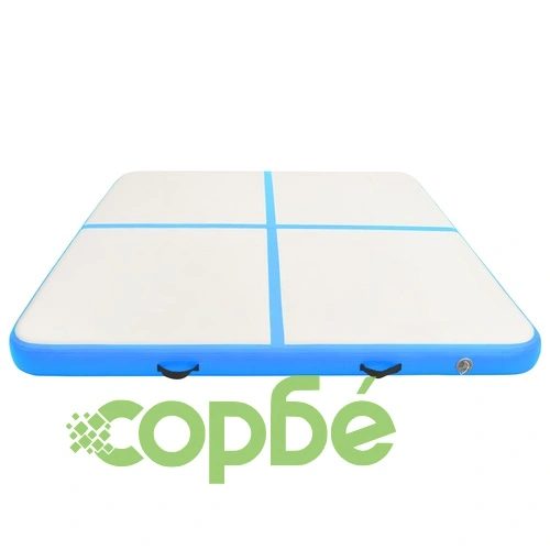 Надуваем дюшек за гимнастика с помпа, 200x200x15 см, PVC, син ➤ топ цена ➤ sorbe.bg