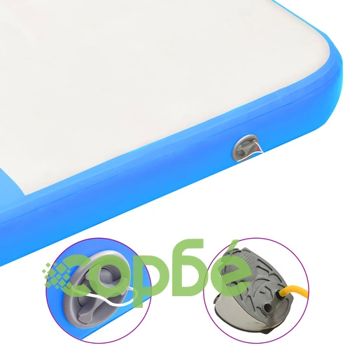 Надуваем дюшек за гимнастика с помпа, 200x200x15 см, PVC, син ➤ топ цена ➤ sorbe.bg