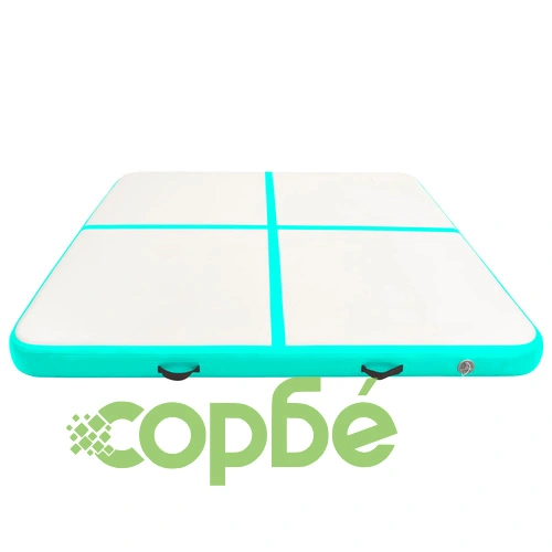 Надуваем дюшек за гимнастика с помпа, 200x200x15 см, PVC, зелен ➤ топ цена ➤ sorbe.bg