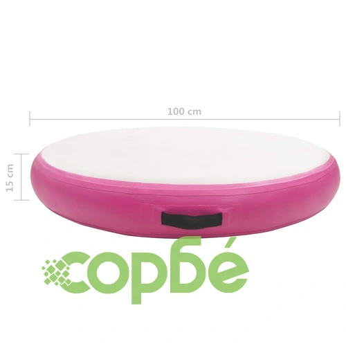 Надуваем гимнастически дюшек с помпа, 100x100x15 см, PVC, розов ➤ топ цена ➤ sorbe.bg