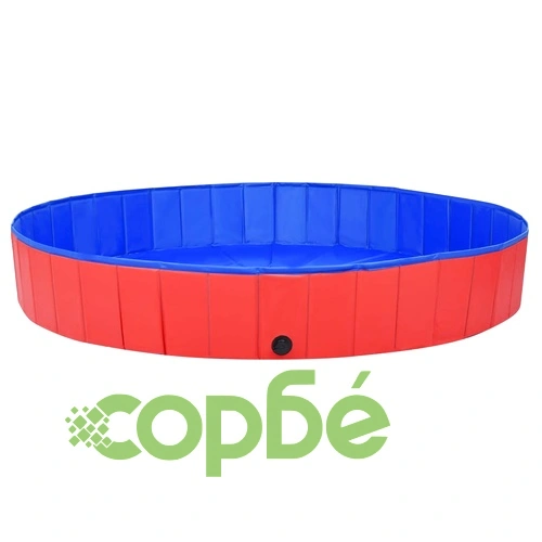 Сгъваем басейн за кучета, червен, 200x30 см, PVC ➤ топ цена ➤ sorbe.bg