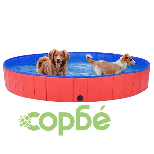 Сгъваем басейн за кучета, червен, 200x30 см, PVC ➤ топ цена ➤ sorbe.bg
