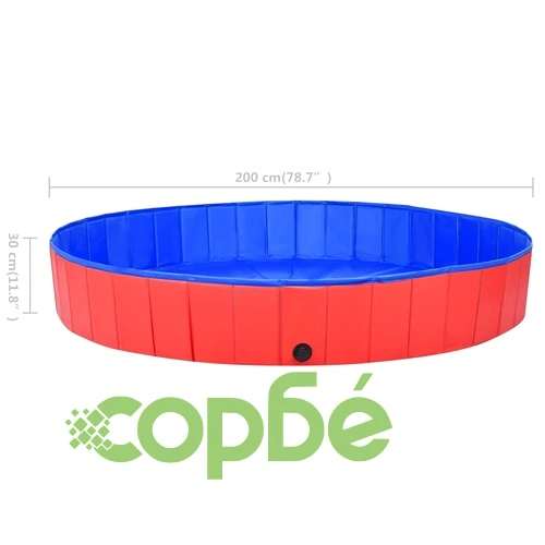 Сгъваем басейн за кучета, червен, 200x30 см, PVC ➤ топ цена ➤ sorbe.bg