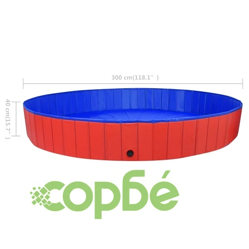 Сгъваем басейн за кучета, червен, 300x40 см, PVC ➤ топ цена ➤ sorbe.bg