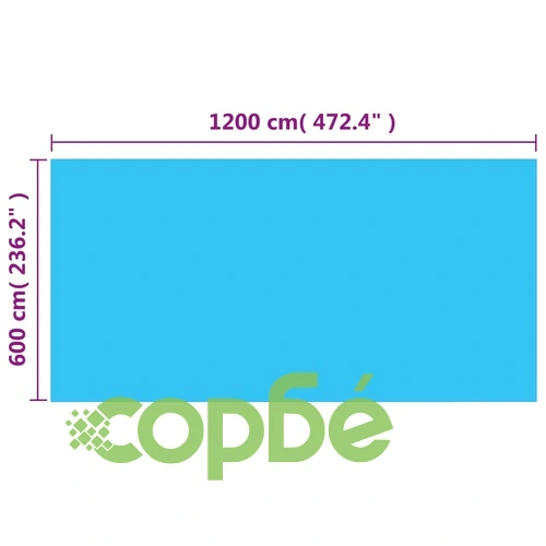 Правоъгълно покривало за басейн, 1200x600 см, PE, синьо ➤ топ цена ➤ sorbe.bg