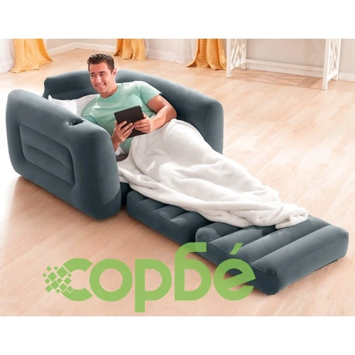 Intex Разтегателен фотьойл, 117x224x66 см, тъмносив ➤ топ цена ➤ sorbe.bg