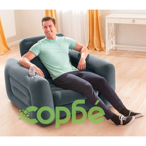 Intex Разтегателен фотьойл, 117x224x66 см, тъмносив ➤ топ цена ➤ sorbe.bg