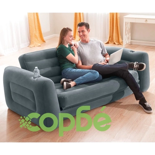 Intex Разтегателен фотьойл, 203x231x66 см, тъмносив ➤ топ цена ➤ sorbe.bg