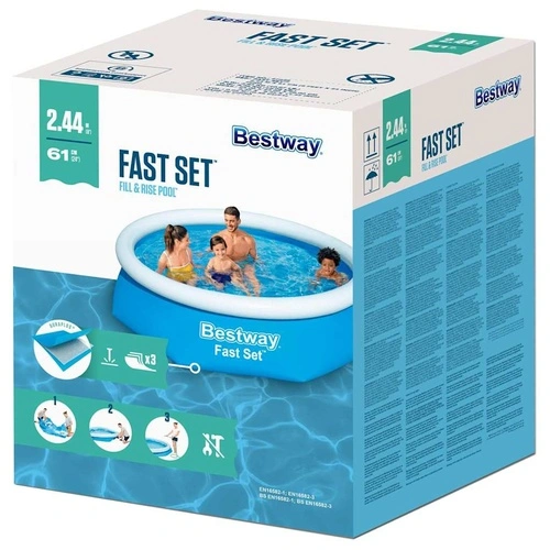 Bestway Fast Set Кръгъл надуваем басейн, 244x66 см, 57265 ➤ топ цена ➤ sorbe.bg
