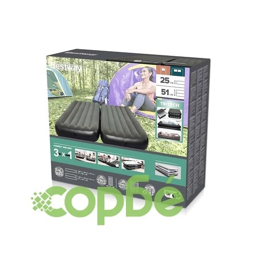 Bestway Надуваемо въздушно легло 3-в-1 черно и сиво 188x99x25 см ➤ топ цена ➤ sorbe.bg