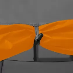 Палатка за къмпинг иглу 650x240x190 см 8-местна сиво и оранжево
