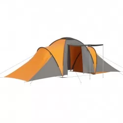 Къмпинг палатка за 6 души, сиво и оранжево
