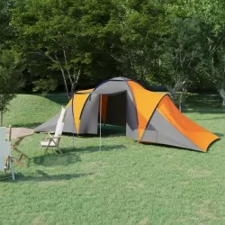 Къмпинг палатка за 6 души, сиво и оранжево
