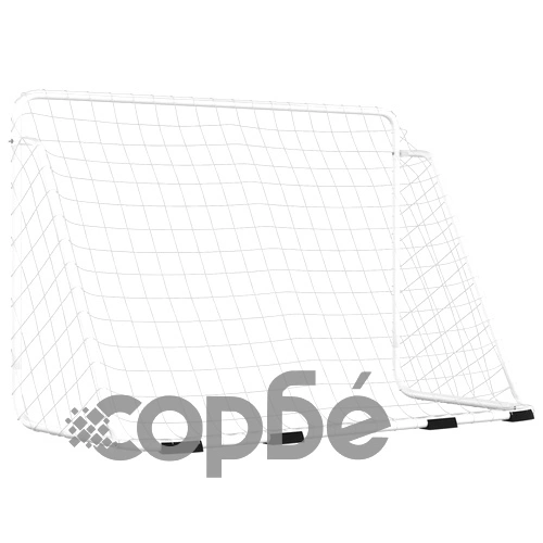 Футболна врата с мрежа, бяла, 180x90x120 см, стомана ➤ топ цена ➤ sorbe.bg