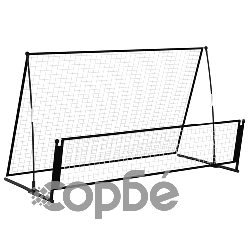 2-в-1 футболна врата с рикошет, 202x104x120 см, стомана ➤ топ цена ➤ sorbe.bg