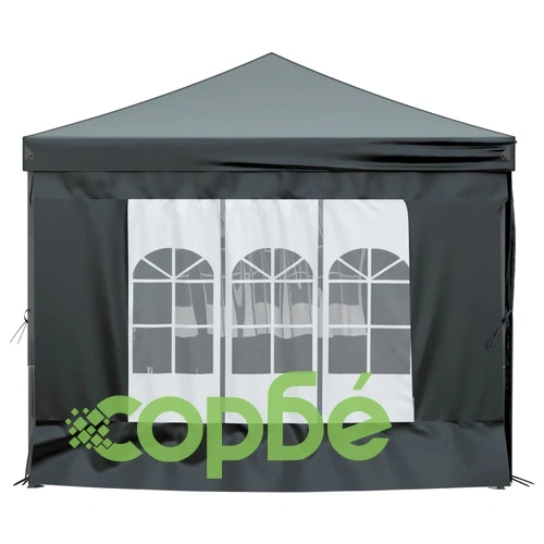 Сгъваема парти шатра със странични стени, черна, 3x6 м ➤ топ цена ➤ sorbe.bg