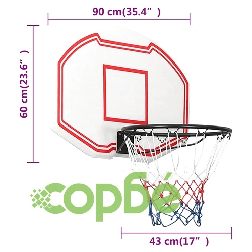Баскетболно табло бяло 90x60x2 см полиетилен ➤ топ цена ➤ sorbe.bg