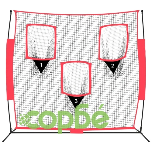 Преносима бейзболна мрежа черно/червено 183x105x183см полиестер ➤ топ цена ➤ sorbe.bg