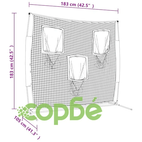 Преносима бейзболна мрежа черно/червено 183x105x183см полиестер ➤ топ цена ➤ sorbe.bg