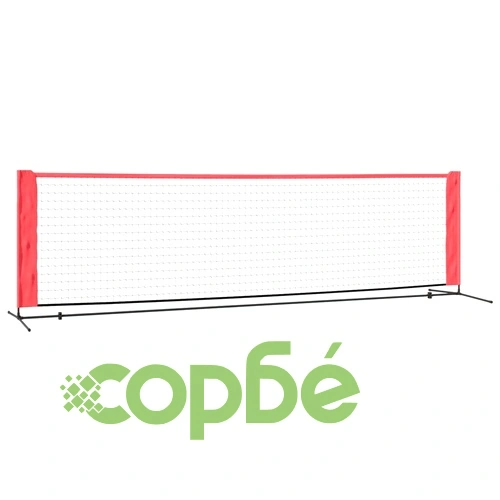 Мрежа за тенис, черно-червена, 300x100x87 см, полиестер ➤ топ цена ➤ sorbe.bg