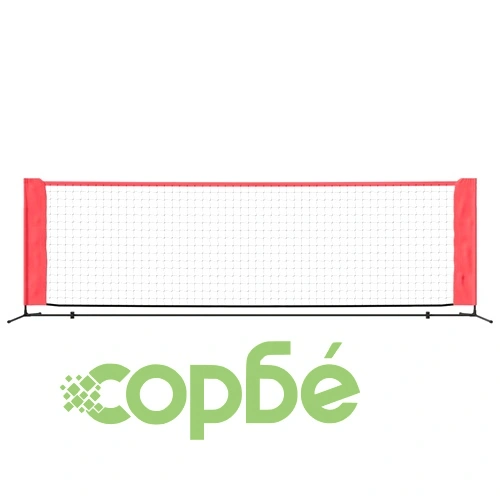Мрежа за тенис, черно-червена, 300x100x87 см, полиестер ➤ топ цена ➤ sorbe.bg