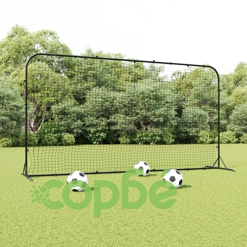 Футболна мрежа рикошет, черна, 366x90x183 см, HDPE ➤ топ цена ➤ sorbe.bg