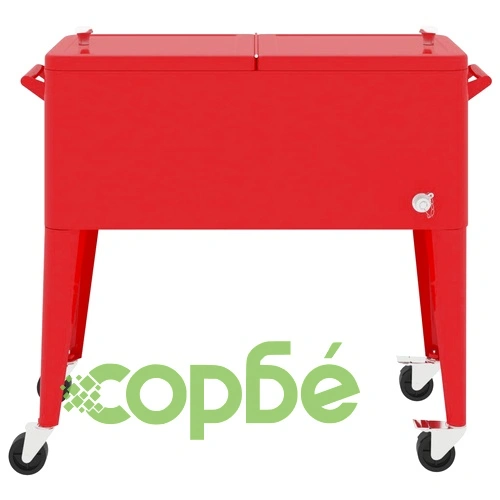 Хладилна количка с колела, червена, 92x43x89 см ➤ топ цена ➤ sorbe.bg
