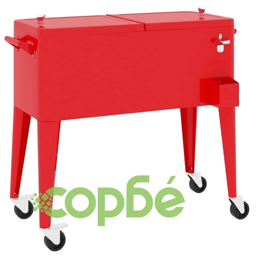 Хладилна количка с колела, червена, 92x43x89 см ➤ топ цена ➤ sorbe.bg