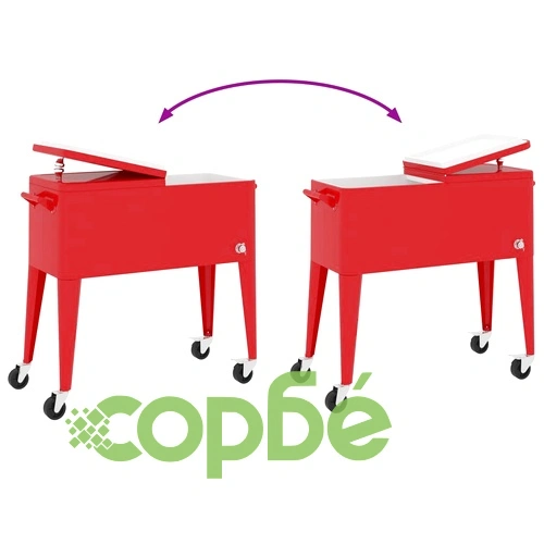 Хладилна количка с колела, червена, 92x43x89 см ➤ топ цена ➤ sorbe.bg