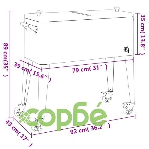 Хладилна количка с колела, червена, 92x43x89 см ➤ топ цена ➤ sorbe.bg