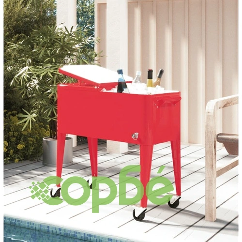 Хладилна количка с колела, червена, 92x43x89 см ➤ топ цена ➤ sorbe.bg