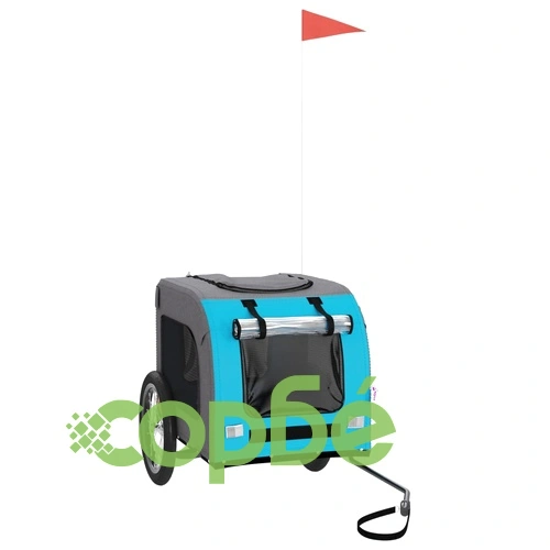 Ремарке за колело за любимци син и сив Оксфорд плат и желязо ➤ топ цена ➤ sorbe.bg