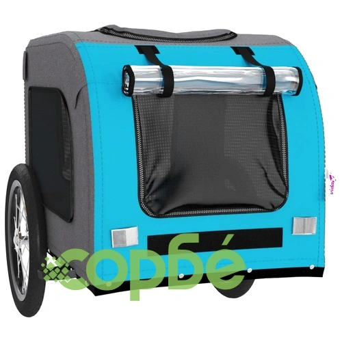 Ремарке за колело за любимци син и сив Оксфорд плат и желязо ➤ топ цена ➤ sorbe.bg