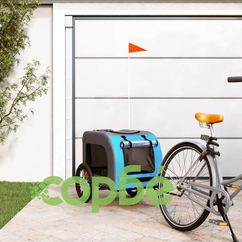 Ремарке за колело за любимци син и сив Оксфорд плат и желязо ➤ топ цена ➤ sorbe.bg