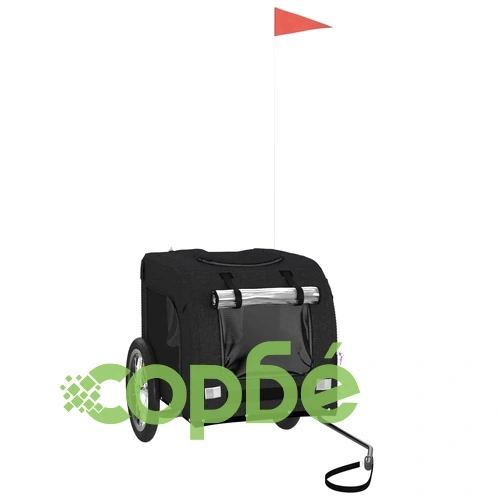 Ремарке за колело за любимци черно Оксфорд плат и желязо ➤ топ цена ➤ sorbe.bg