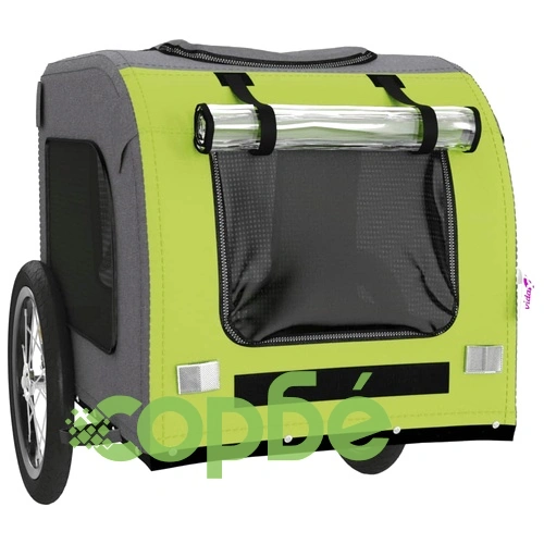 Ремарке за колело за любимци зелен и сив Оксфорд плат и желязо ➤ топ цена ➤ sorbe.bg