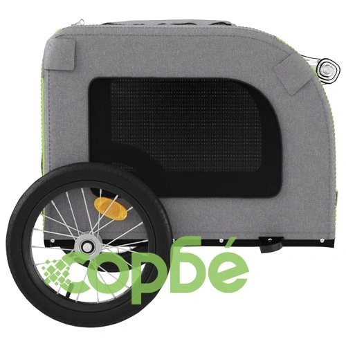 Ремарке за колело за любимци зелен и сив Оксфорд плат и желязо ➤ топ цена ➤ sorbe.bg