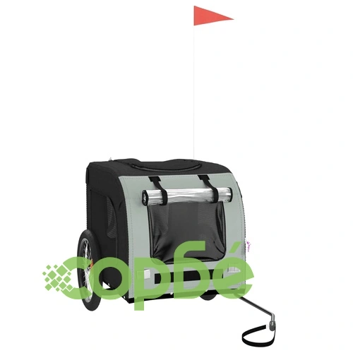 Ремарке за колело за любимци сив и черен Оксфорд плат и желязо ➤ топ цена ➤ sorbe.bg