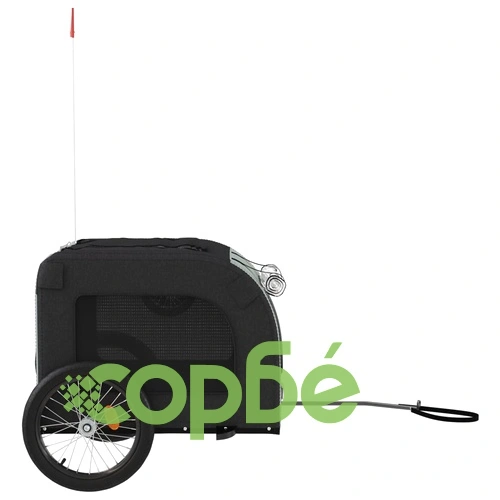 Ремарке за колело за любимци сив и черен Оксфорд плат и желязо ➤ топ цена ➤ sorbe.bg