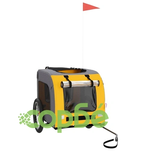 Ремарке за колело за любимци жълт и сив Оксфорд плат и желязо ➤ топ цена ➤ sorbe.bg