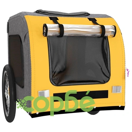 Ремарке за колело за любимци жълт и сив Оксфорд плат и желязо ➤ топ цена ➤ sorbe.bg