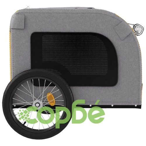 Ремарке за колело за любимци жълт и сив Оксфорд плат и желязо ➤ топ цена ➤ sorbe.bg