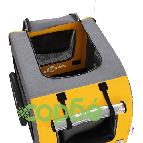 Ремарке за колело за любимци жълт и сив Оксфорд плат и желязо ➤ топ цена ➤ sorbe.bg