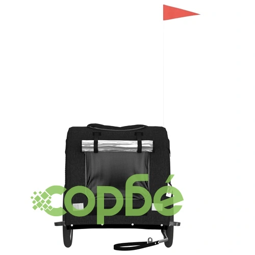 Ремарке за колело за любимци черно Оксфорд плат и желязо ➤ топ цена ➤ sorbe.bg